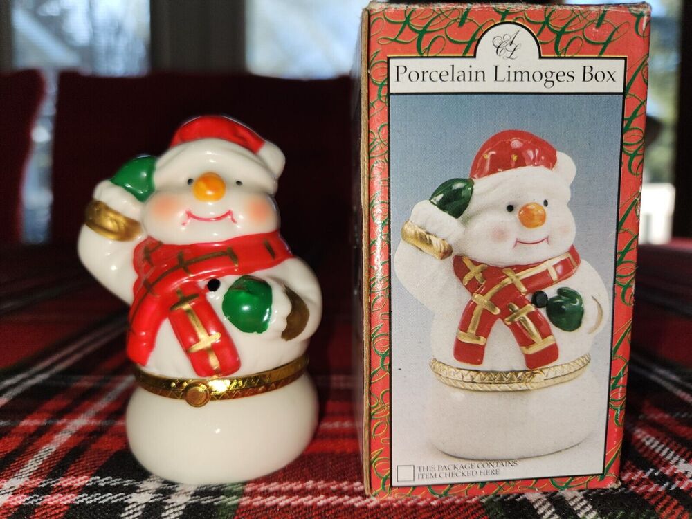 ARTMARK Porcelain Limoges Box Snowman